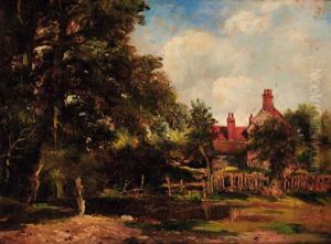 A cottage in a wooded landscape A cottage in a wooded landscape