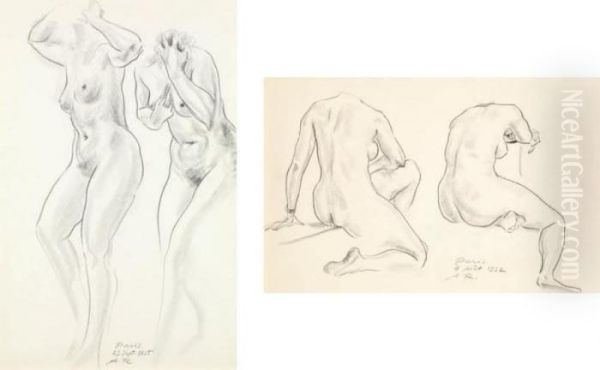 Deux Nus De Femmes Debout Deux Nus De Femmes Assises - view 1