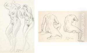 Deux Nus De Femmes Debout Deux Nus De Femmes Assises by Aleksandr Rubcov