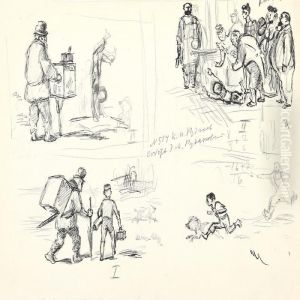 Collection Of Four Illustrations For Aleksandr Kuprin's Book "the White Poodle" by Konstantin Ivanovich Rudakov