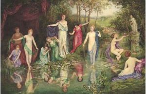 Bathing nymphs by John William Waterhouse