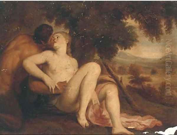 A Nymph and a Satyr in a wooded landscape - view 1