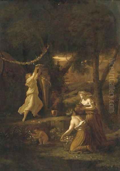 Nymphs decorating a herm with garlands - view 1