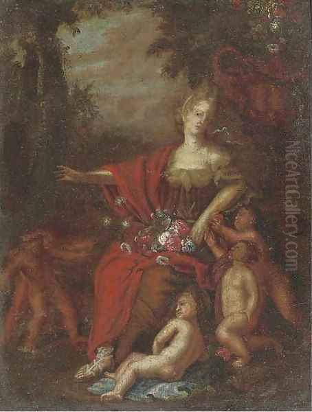Flora in a landscape with putti - view 1