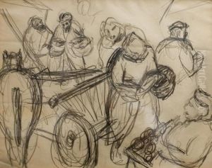 Scene De Marche Fusain Sur Papier 22 X 28 Cm (9 X 11 In.) Provenance: Christie's Scene De Marche Fusain Sur Papier 22 X 28 Cm (9 X 11 In.) Provenance: Christie's