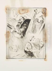 Enfant Violoniste Et Vieil Homme Lisant