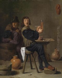 A Merry Carouser In A Tavern by David The Younger Ryckaert