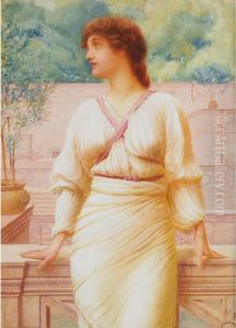 A Grecian Beauty On A Marble Terrace by Henry Ryland