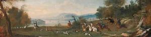 A Stag Hunt in a coastal Landscape