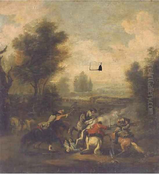 A cavalry skirmish by Jan Wyck