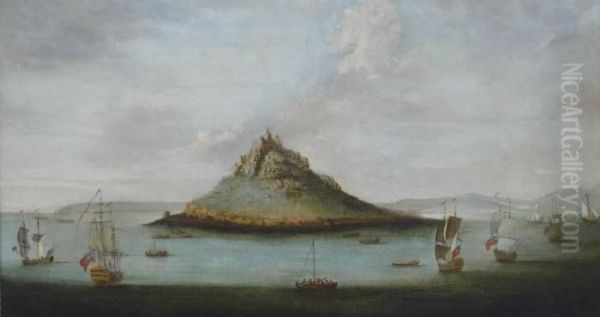 An English Squadron Off St. Michael's Mount, Cornwall - view 1