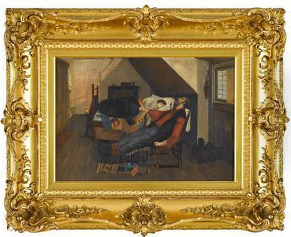 Cottage Interior With Sleeping Figures - view 1