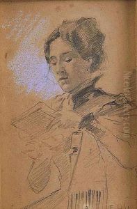 Estudio De Dama Joven Leyendo by Emilio Sala y Frances
