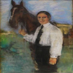 A Woman With Her Horse by Edvard Anders Saltoft