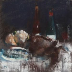 Still Life With Birds And Fish On A Table by Edvard Anders Saltoft