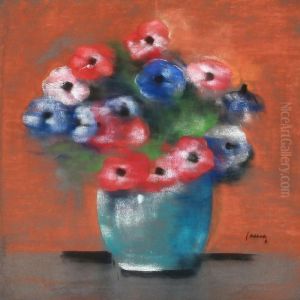 Still Life With French Anemones In A Vase by Edvard Anders Saltoft