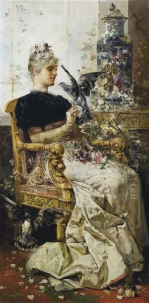 An Elegant Lady Seated In An Interior - view 1