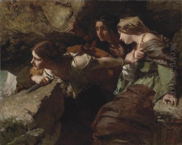 Courage, Anxiety And Despair: Watching The Battle by James Sant