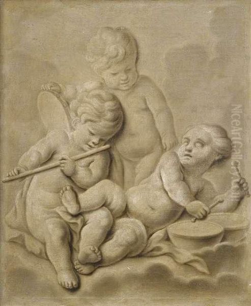 Musizierende Putti In Grisaillemanier - view 1