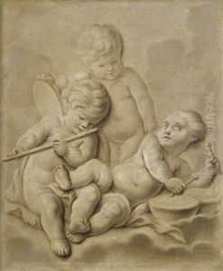 Musizierende Putti In Grisaillemanier Musizierende Putti In Grisaillemanier