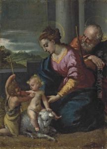 The Holy Family With The Infant Saint John The Baptist by Ippolito Scarsella (see Scarsellino)