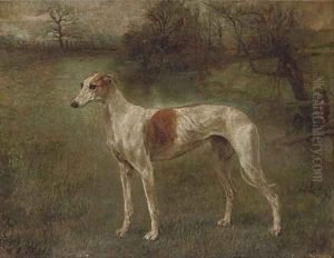 A prize greyhound in a landscape by Arthur Wardle