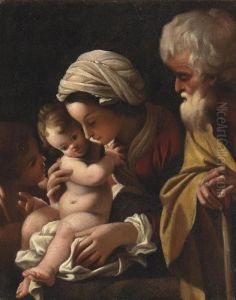 The Holy Family With The Infant Saint John The Baptist by Bartolomeo Schedoni
