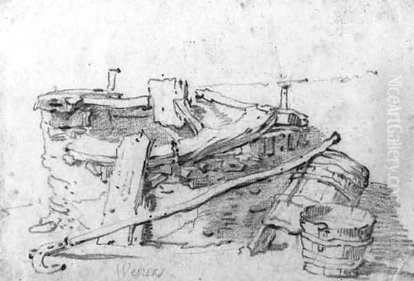 A covered well with a helm, buckets to the right - view 1