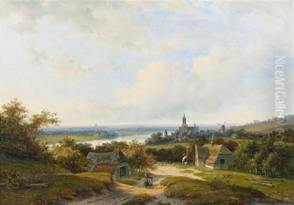 Village Anime De Promeneurs Au Bord Du Rhin - view 1