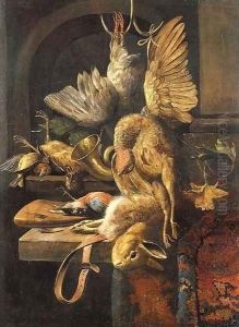 A dead pheasant and a dead pigeon