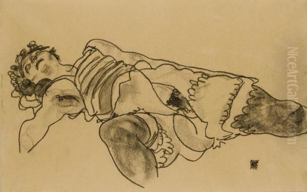 Liegende, Den Kopf Nach Hinten
Gebeugt Mit Geoeffneter Unterwaesche (reclining Woman With Head Bent
Back With Open Undergarments) - view 1