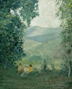 Landschaft Mit Figuren by Ernst Traugott Schiess