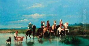 Travelling arab horsemen