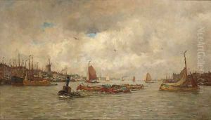 Shipping in the harbour, Rotterdam by Kees Van Waning