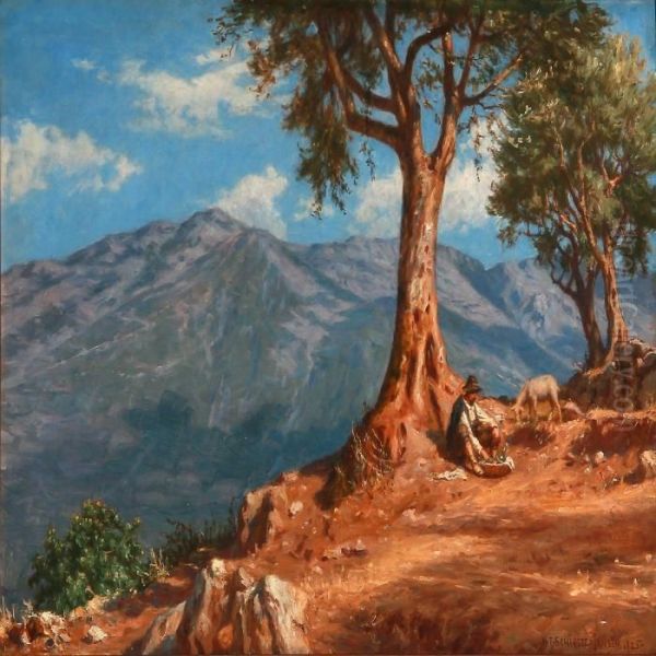 Mountain Landscape With A Shepherd - view 1