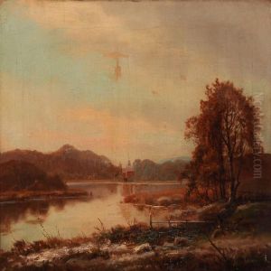 Autumn Landscape By A Lake by Alexander Schmidt