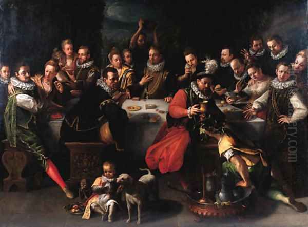 A nobleman with distinguished guests at a banquet - view 1
