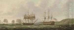 The British fleet anchored off St. Helena by Thomas Whitcombe