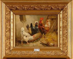 Coq Et Poules Sur La Paille by Henry Schouten