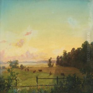 Summer Landscape With Cows In The Field by Axel Thorsen Schovelin