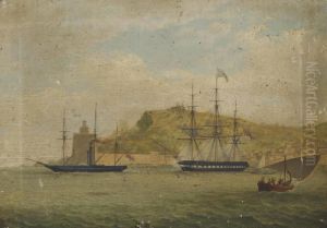 H.m.s.
Salamander
Off La Torre De Hercules At The Entrance To The Harbour Of La Coruna by Josef Schranz