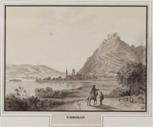 Ansicht Von Visegrad Mit Burg An Der Donau In Ungarn by Anton Schrodl