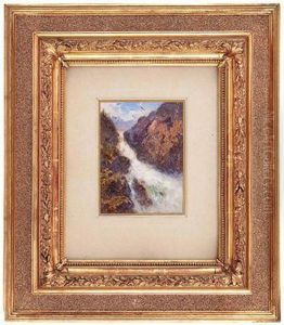 Reisender Wasserfall Im Hochgebirge by Anton Schrodl