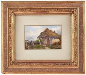 Bauernhutte In Der Puszta? Mit Staffage by Anton Schrodl