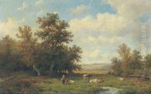 A pastoral landscape by Anthonie Jacobus Van Wyngaerts