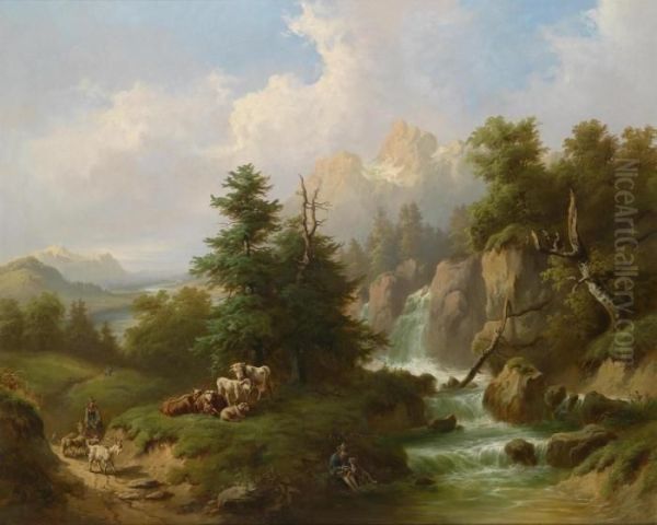 Circle Herdsmen Resting In An Open Mountain Landscape - view 1