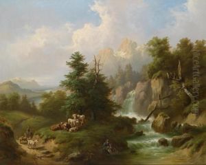 Circle Herdsmen Resting In An Open Mountain Landscape