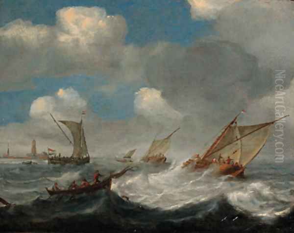 Shipping in a squall off the Dutch coast - view 1