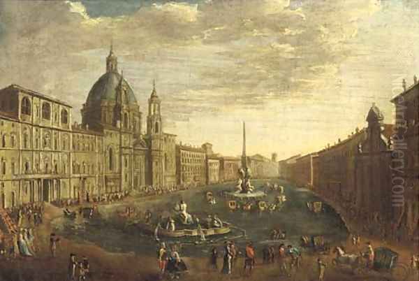 The Piazza Navona, Rome, flooded - view 1