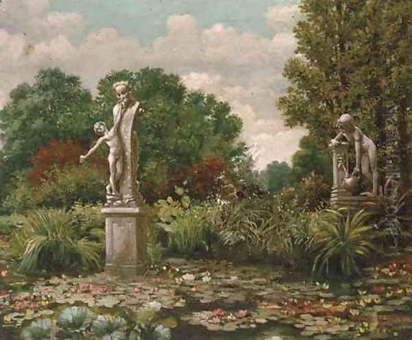 An ornamental garden with a lily pond - view 1